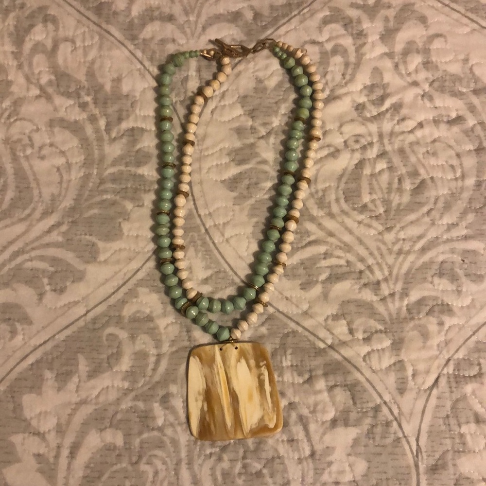 White & Turquoise Akola Project Necklace